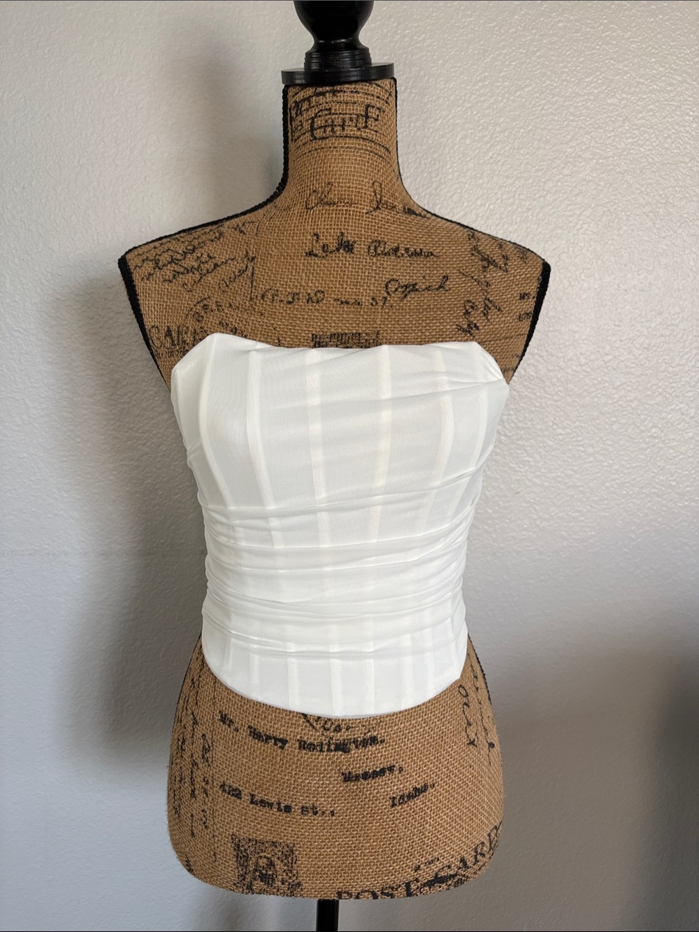 NWT Strapless White Ruched Bustier Dress Top